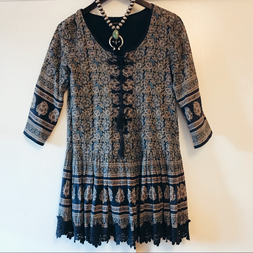 Cotton Lace Up Mini Dress